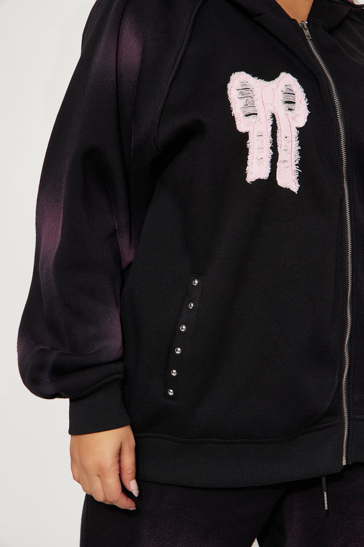 Bow Fleece Sweatsuit Black Wash Tracksuit | Womens tracksuit black wash fleece tracksuit set womens cozy tracksuits for women