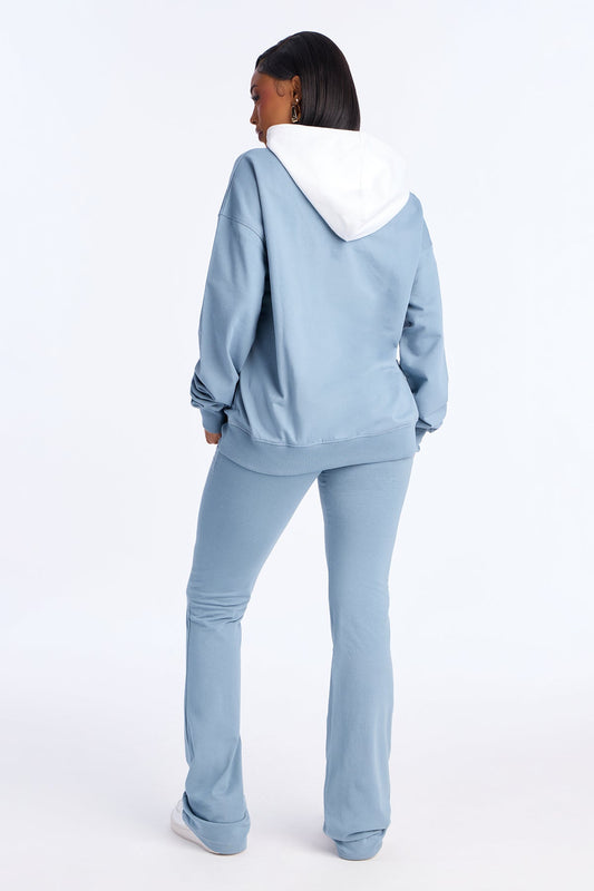 Dream Big Hoodie Slate Blue Tracksuit | Womens tracksuit slate blue hoodie tracksuit set womens trendy tracksuits for women flare pants