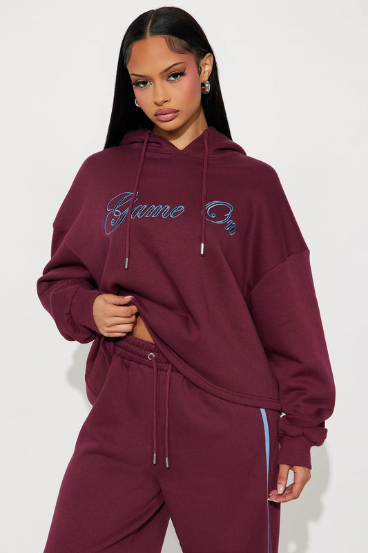 Game On Fleece Burgundy Tracksuit | Womens tracksuit burgundy fleece tracksuit set womens winter tracksuits for women cozy outfit