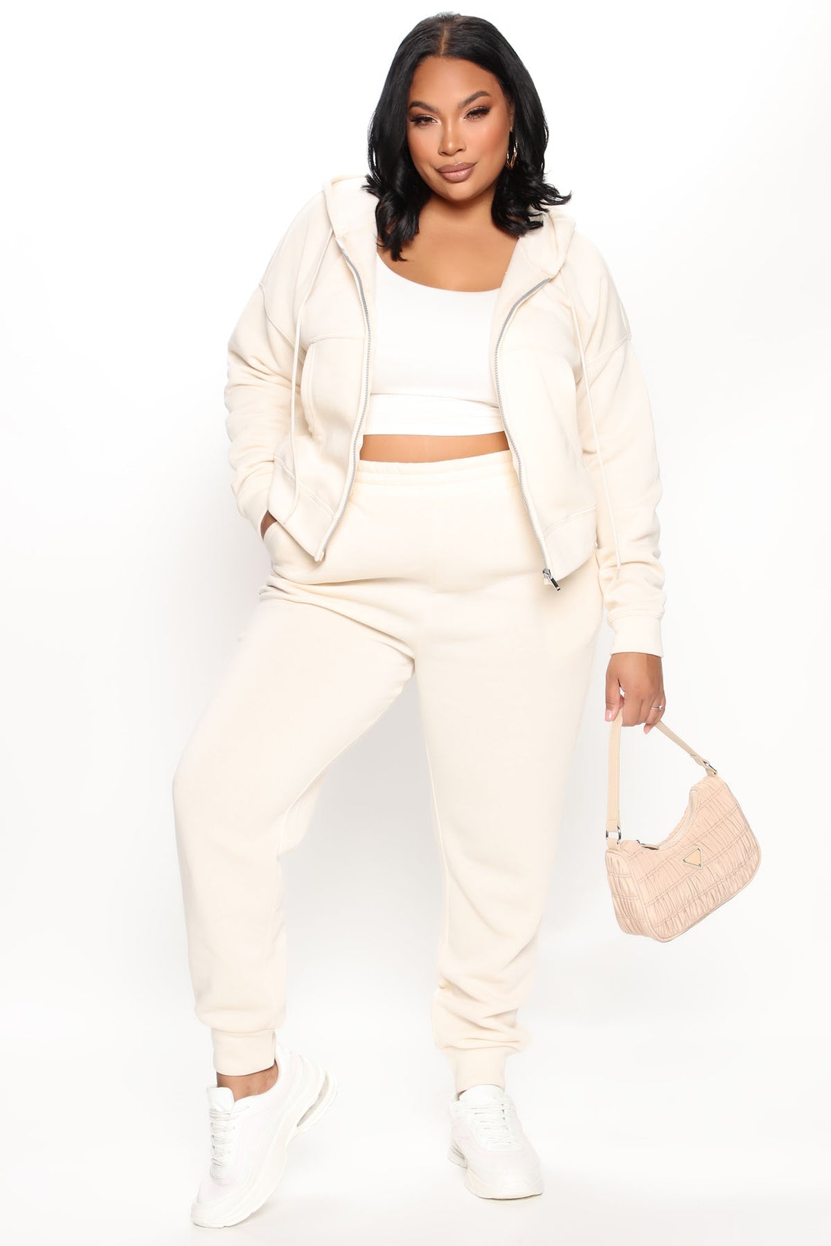 I Got This Zip Up Jacket And Off White Tracksuit | Womens tracksuit off white zip hoodie tracksuit set womens clean aesthetic tracksuits for women