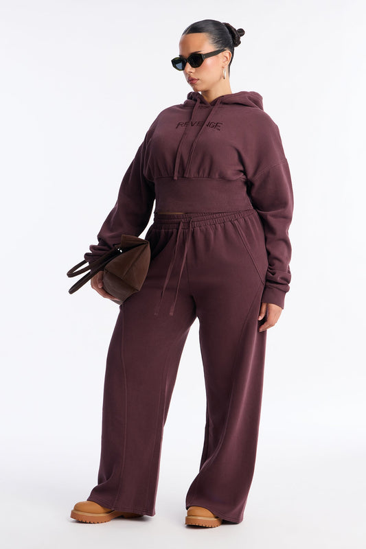 Revenge Fleece Wide Leg Plum Tracksuit | Womens tracksuit plum fleece wide leg tracksuit set womens trendy tracksuits for women