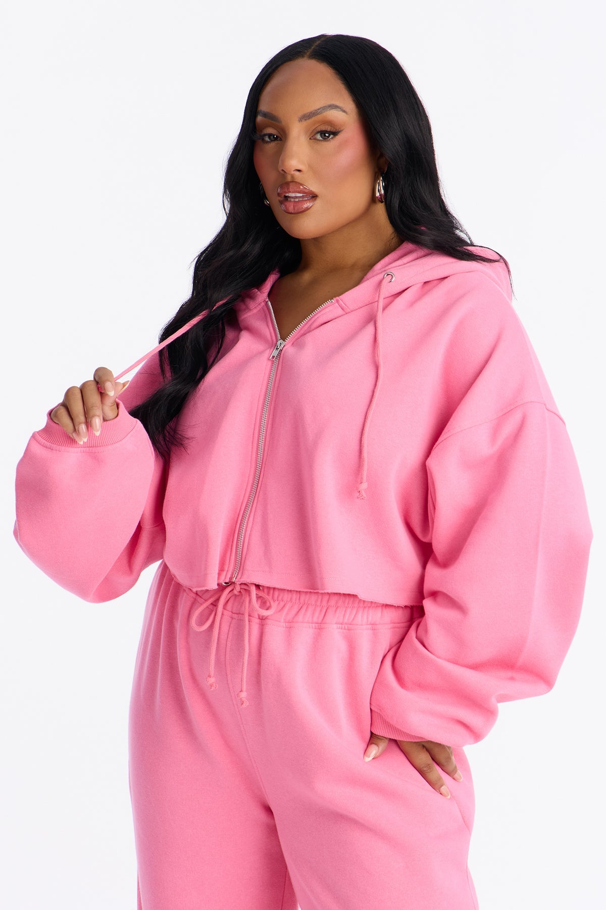 Tall On The Go Fleece Pink Tracksuit | Womens tracksuit pink tall fleece tracksuit set womens long fit tracksuits for women