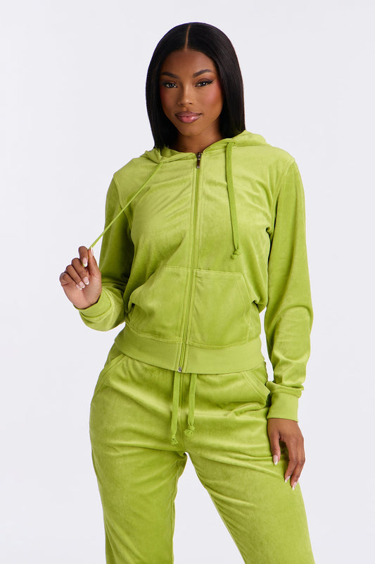 The Original Trendsetter Velour Chartreuse Tracksuit | Womens tracksuit chartreuse velour tracksuit set womens bold tracksuits for women luxury style