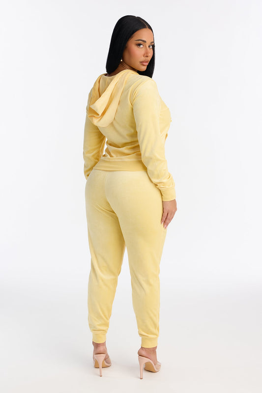 The Original Trendsetter Velour Yellow Tracksuit | Womens tracksuit yellow velour tracksuit set womens luxury tracksuits for women