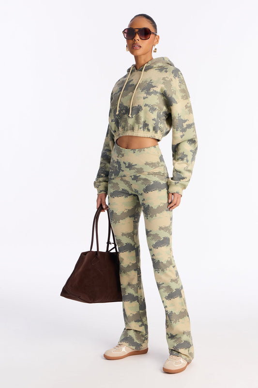 Boy Bye Fleece Camo Flare Leg Olive Tracksuit | Womens tracksuit camo olive flare tracksuit set womens streetwear tracksuits for women
