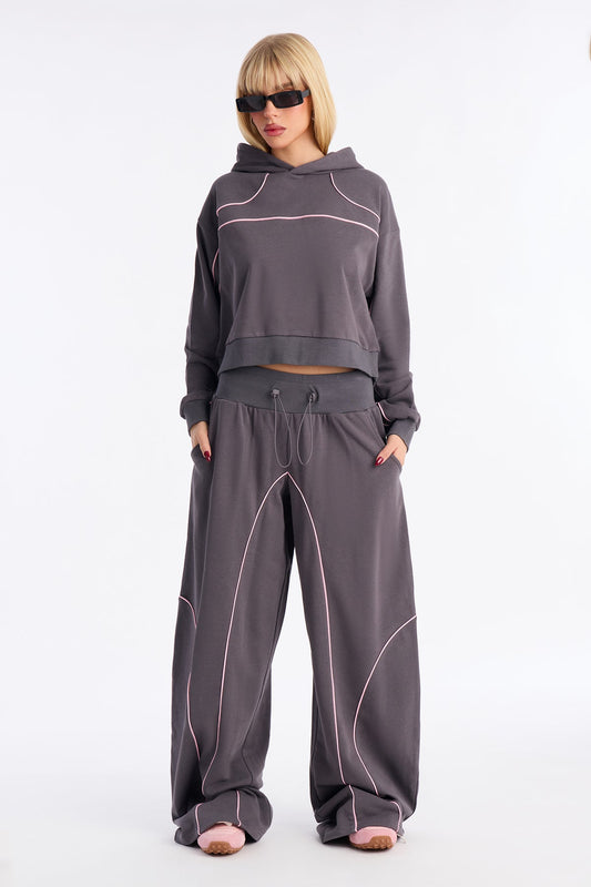 Cool Girl Oversized Hoodie Charcoal Tracksuit | Womens tracksuit charcoal oversized hoodie tracksuit set womens trendy tracksuits for women