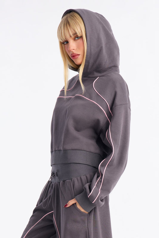 Cool Girl Oversized Hoodie Charcoal Tracksuit | Womens tracksuit charcoal oversized hoodie tracksuit set womens trendy tracksuits for women