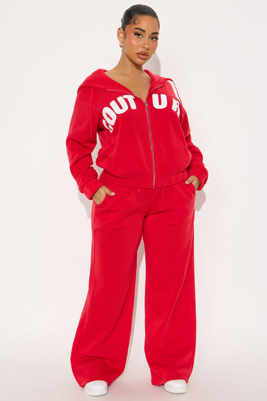 Couture Comfort Zip Up Fleece Red Tracksuit | Womens tracksuit red fleece zip tracksuit set womens premium tracksuits for women