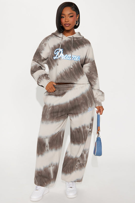 Dreamer Tie Dye Fleece Grey Tracksuit | Womens tracksuit grey tie dye fleece tracksuit set womens trendy tracksuits for women