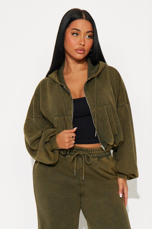 Farah Bubble Hem Washed Hoodie Olive Tracksuit | Womens tracksuit olive washed hoodie tracksuit set womens trendy tracksuits for women oversized fit