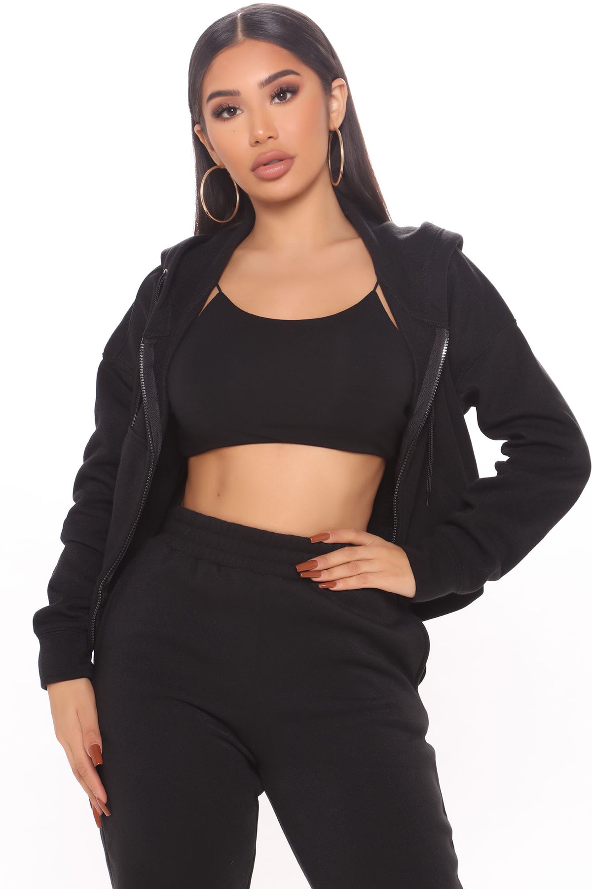 I Got This Zip Up Jacket And Black Tracksuit | Womens tracksuit black zip hoodie tracksuit set womens clean tracksuits for women