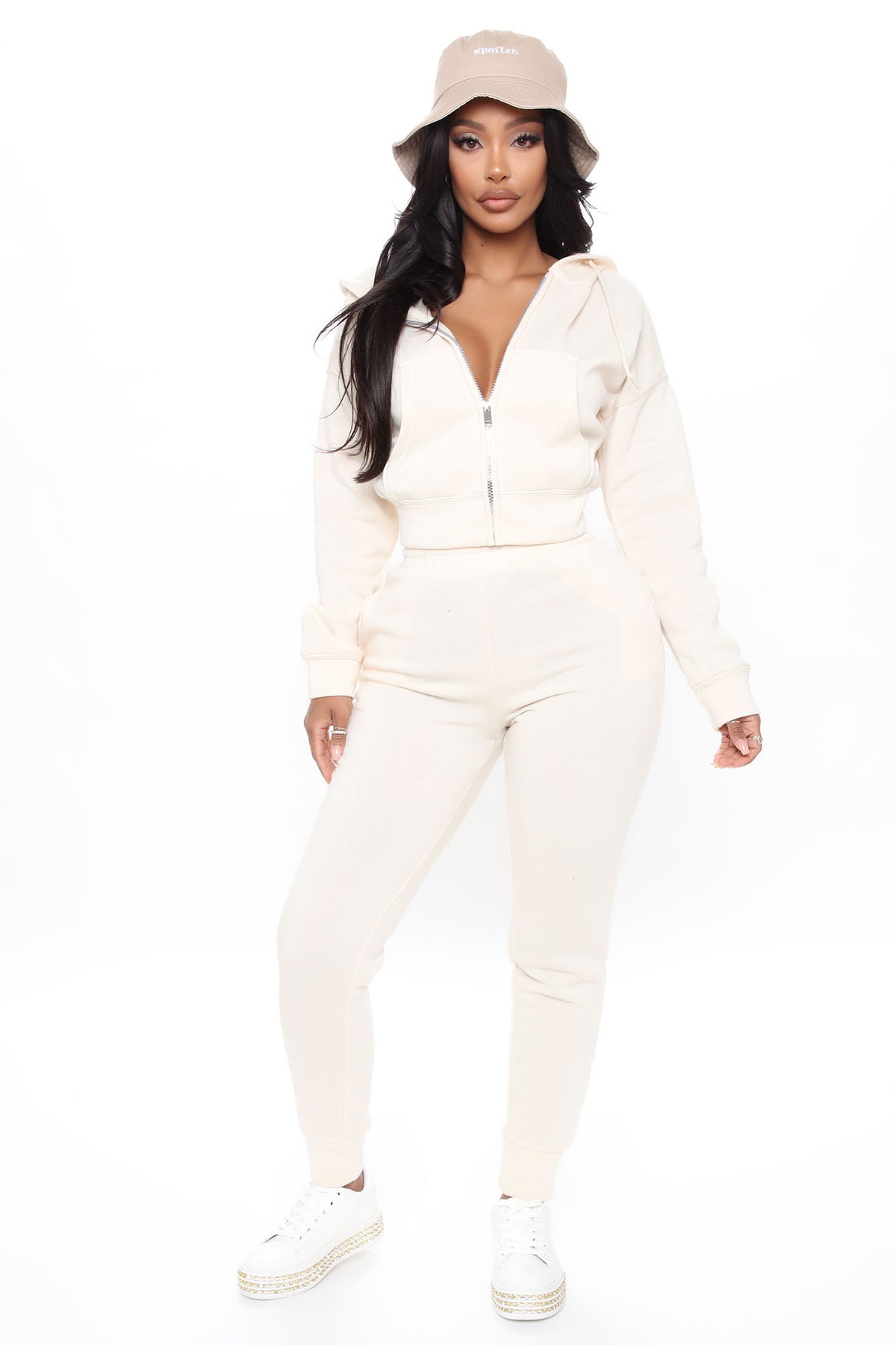 I Got This Zip Up Jacket And Off White Tracksuit | Womens tracksuit off white zip hoodie tracksuit set womens clean aesthetic tracksuits for women
