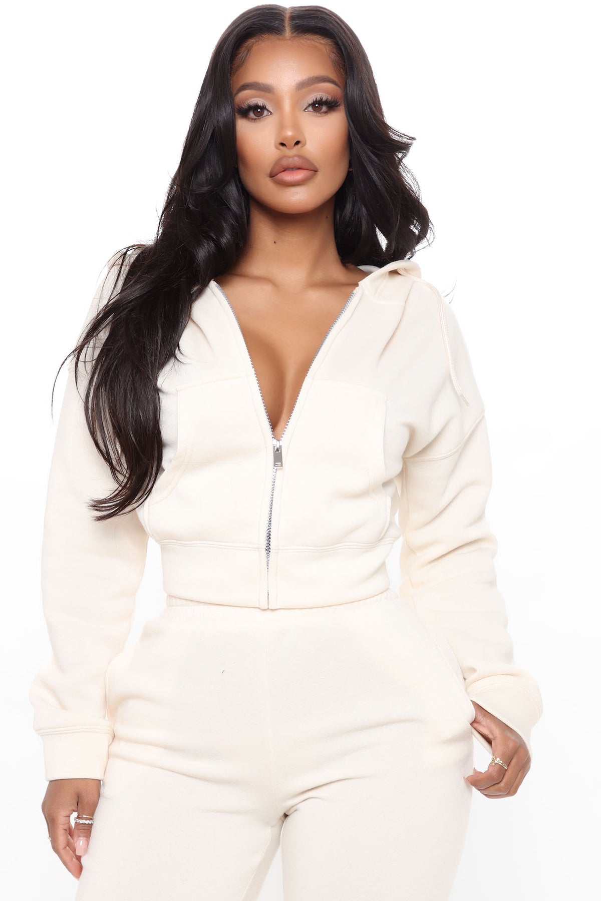I Got This Zip Up Jacket And Off White Tracksuit | Womens tracksuit off white zip hoodie tracksuit set womens clean aesthetic tracksuits for women