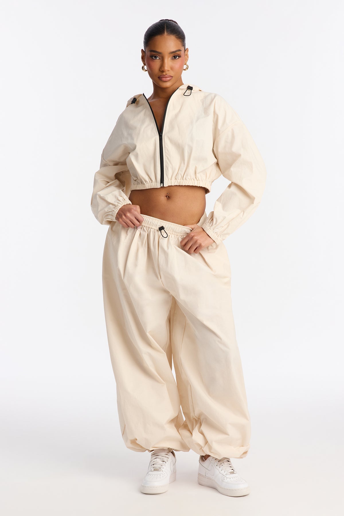 Jax Windbreaker Balloon Jogger Cream Tracksuit | Womens tracksuit cream windbreaker tracksuit set womens lightweight tracksuits for women sporty outfit