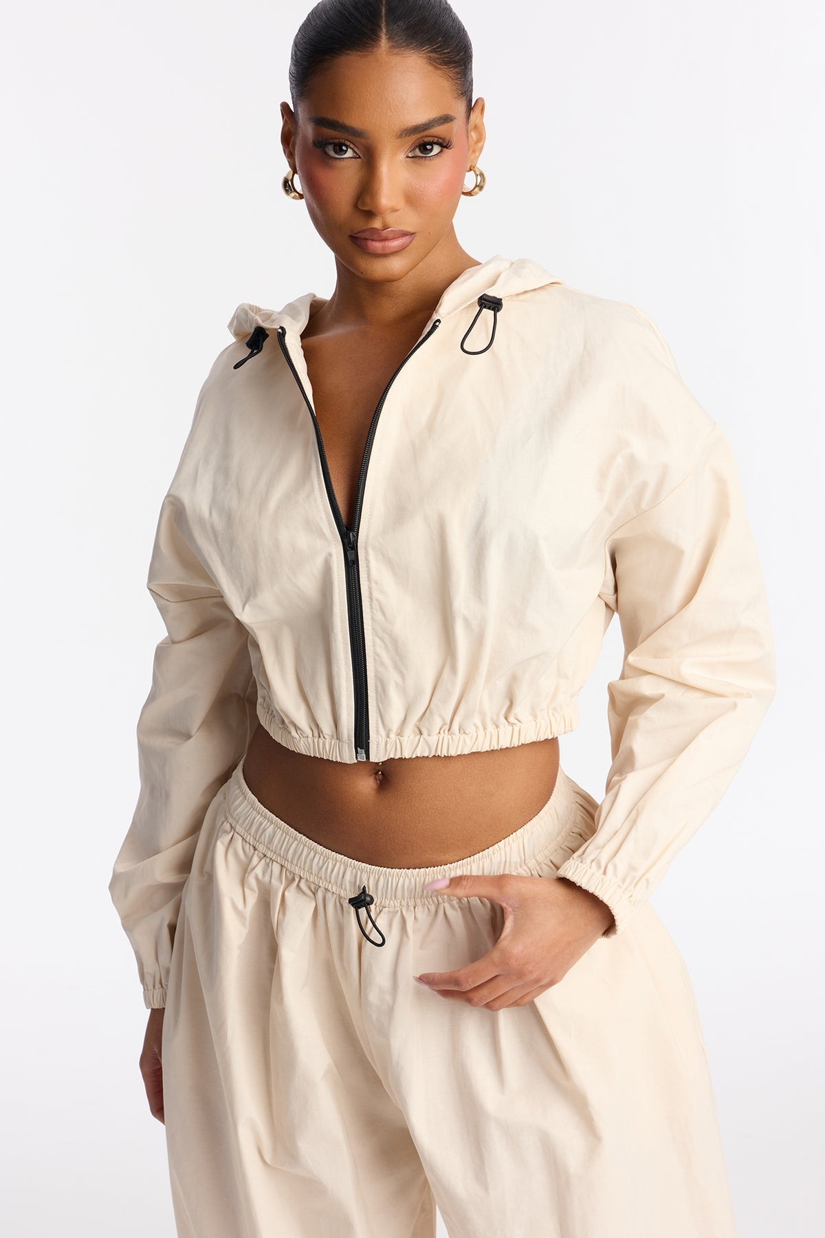 Jax Windbreaker Balloon Jogger Cream Tracksuit | Womens tracksuit cream windbreaker tracksuit set womens lightweight tracksuits for women sporty outfit