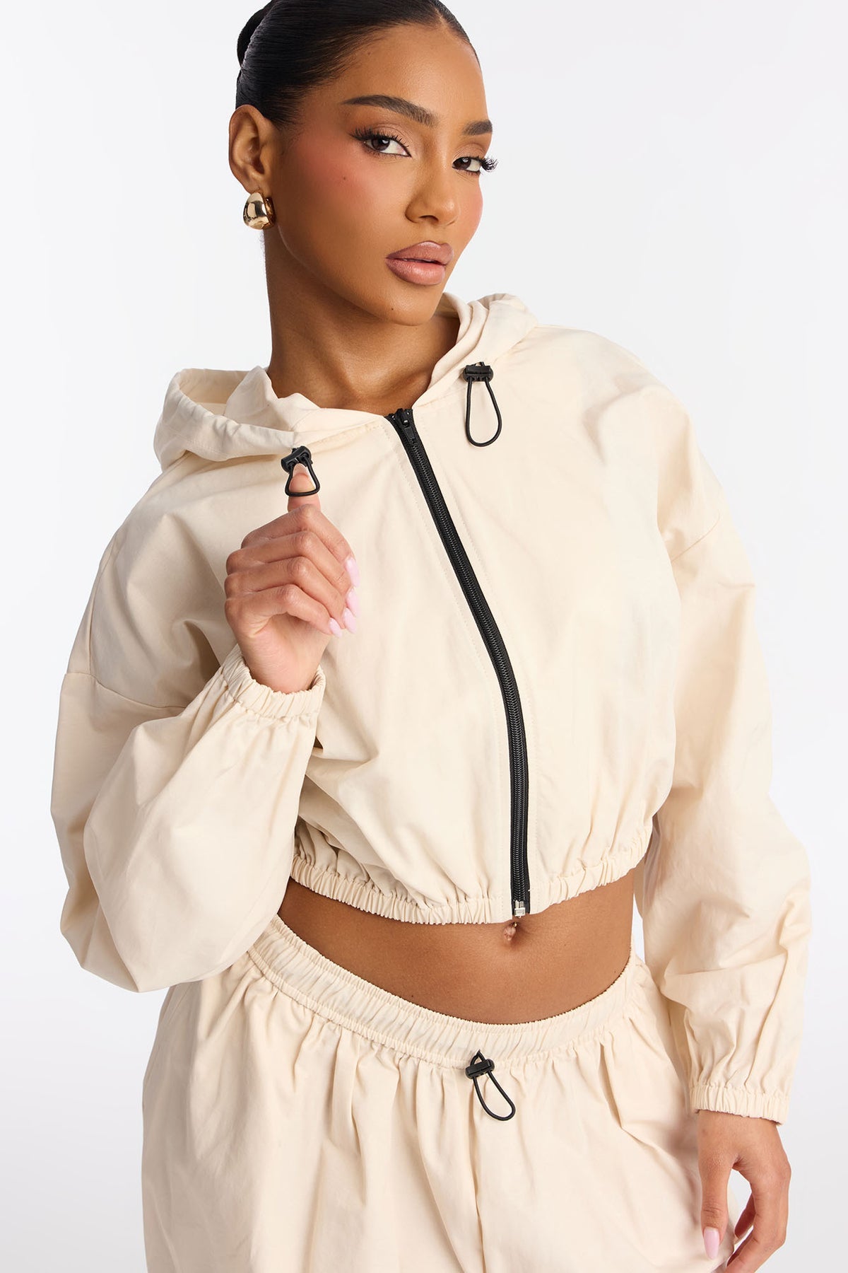 Jax Windbreaker Balloon Jogger Cream Tracksuit | Womens tracksuit cream windbreaker tracksuit set womens lightweight tracksuits for women sporty outfit