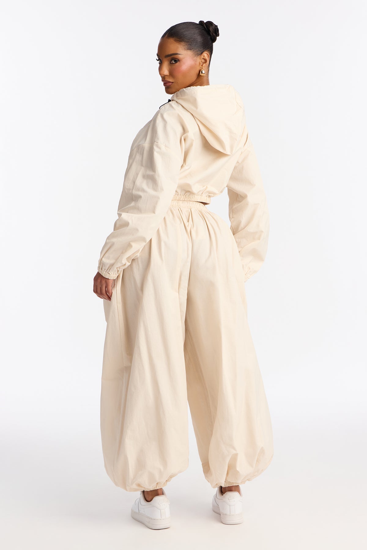 Jax Windbreaker Balloon Jogger Cream Tracksuit | Womens tracksuit cream windbreaker tracksuit set womens lightweight tracksuits for women sporty outfit