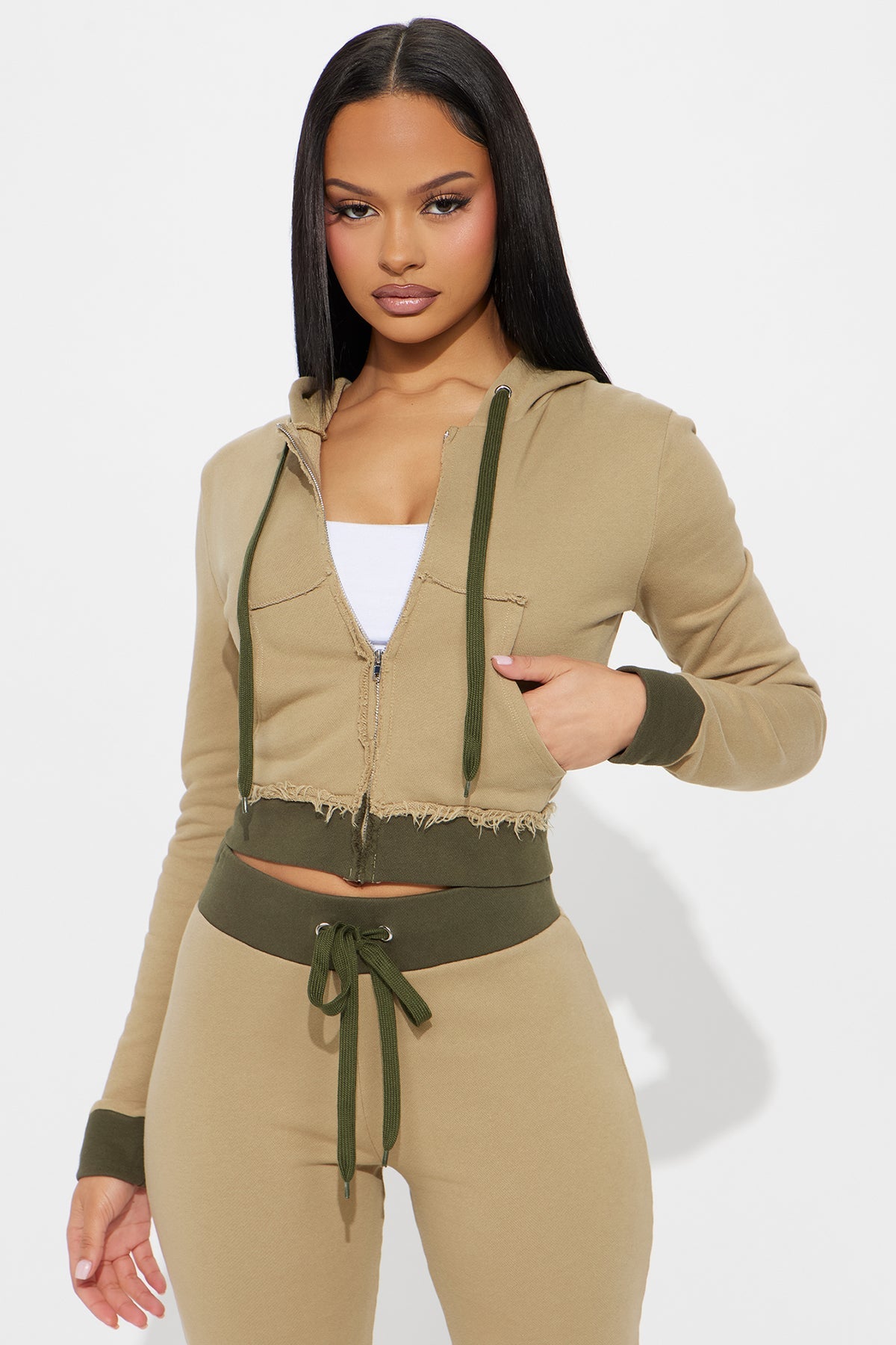 Keeping Up With Me Olive Tracksuit | Womens tracksuit olive cropped hoodie tracksuit set womens trendy tracksuits for women flare pants