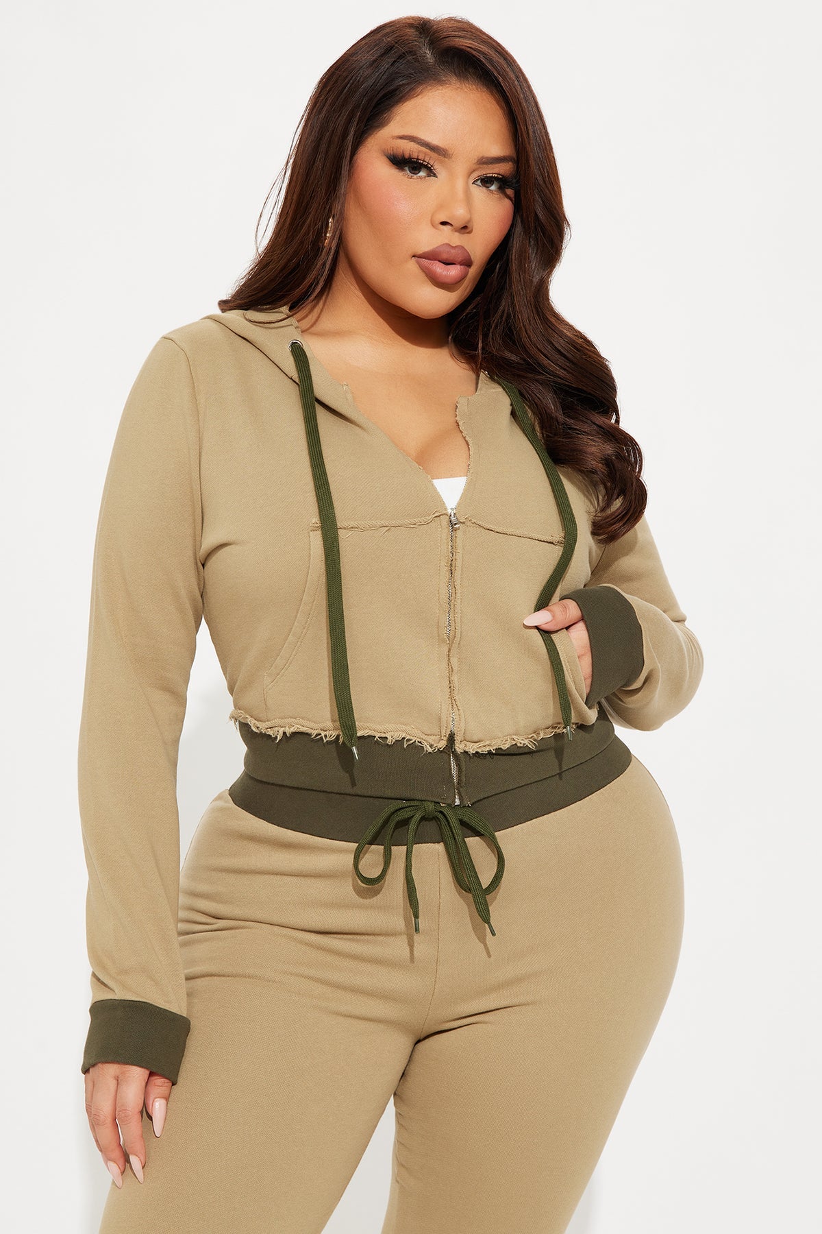 Keeping Up With Me Olive Tracksuit | Womens tracksuit olive cropped hoodie tracksuit set womens trendy tracksuits for women flare pants