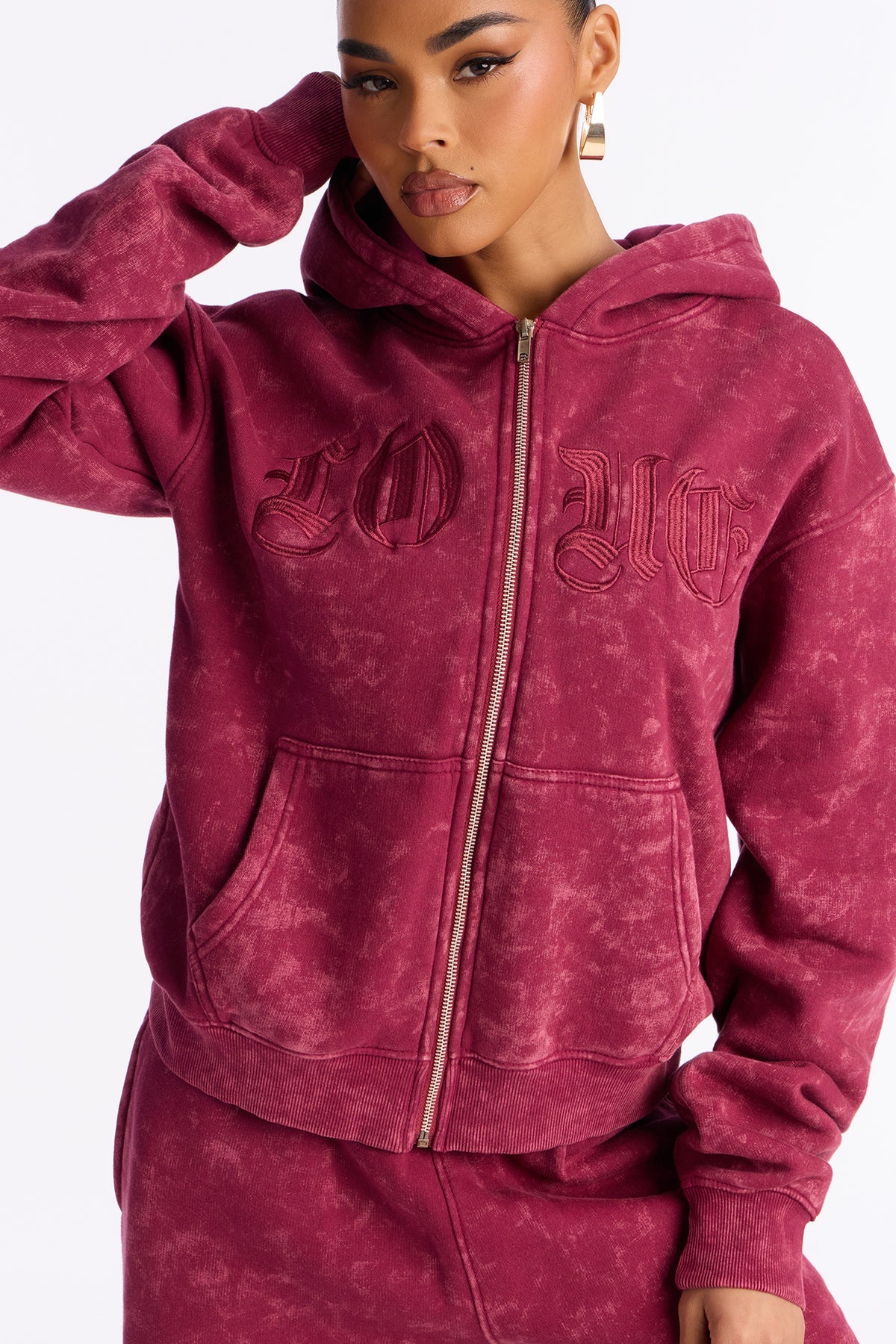 Love Club Embroidered Fleece Wine Tracksuit | Womens tracksuit wine embroidered fleece tracksuit set womens premium tracksuits for women winter wear