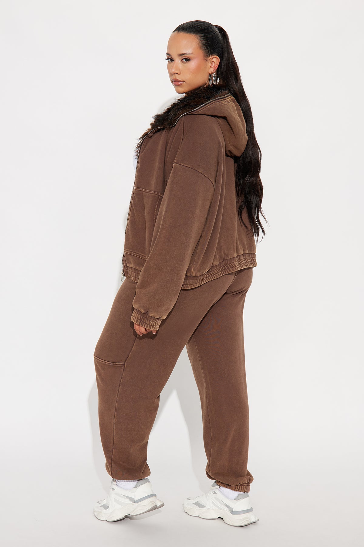 Melanie Fur Trim Brown Tracksuit | Womens tracksuit brown fur trim tracksuit set womens winter tracksuits for women cozy stylish outfit