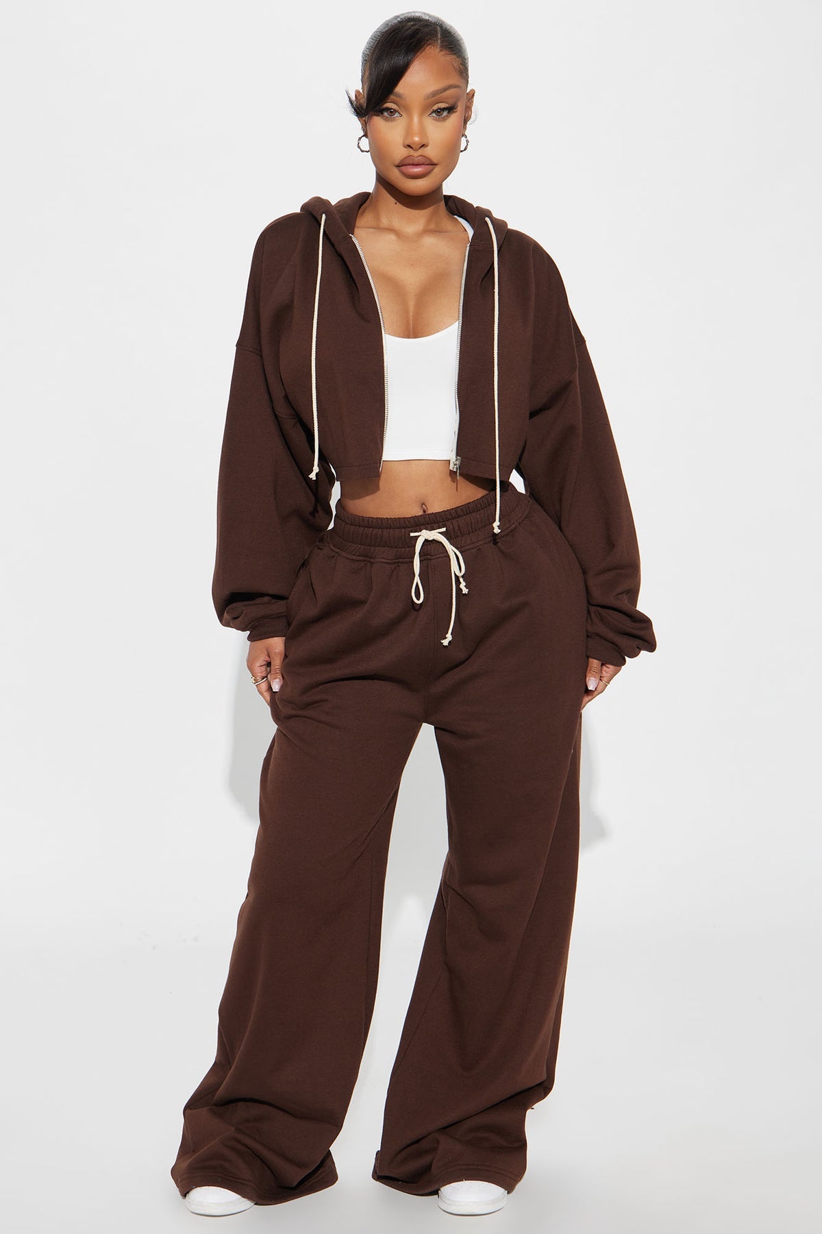 On The Way Chocolate Tracksuit | Womens tracksuit chocolate cropped hoodie tracksuit set womens stylish tracksuits for women