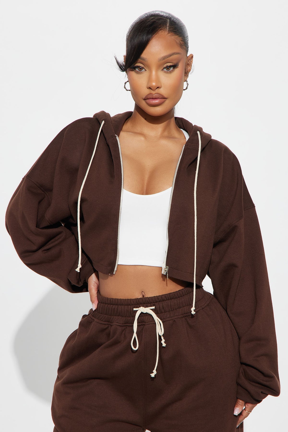On The Way Chocolate Tracksuit | Womens tracksuit chocolate cropped hoodie tracksuit set womens stylish tracksuits for women