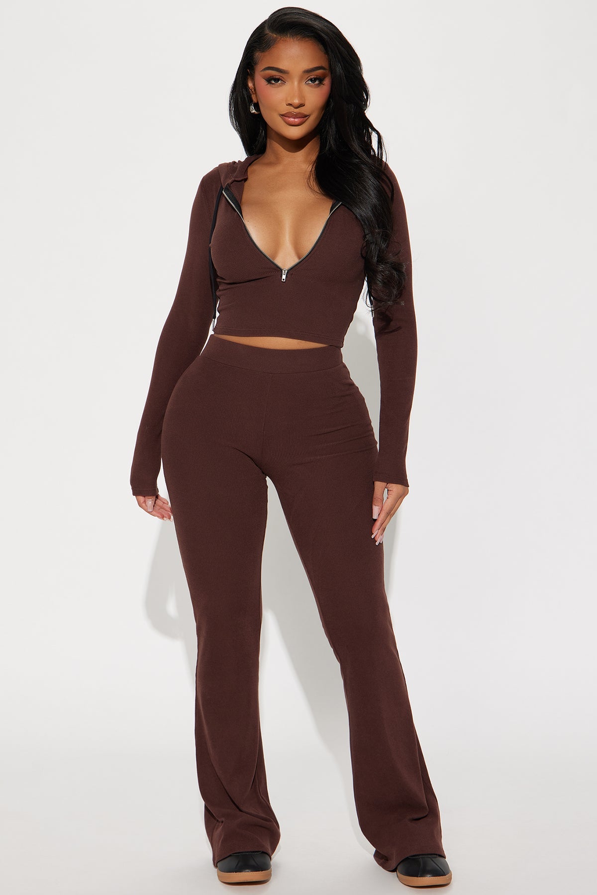 On To Go Hoodie Brown Tracksuit | Womens tracksuit brown hoodie flare tracksuit set womens trendy tracksuits for women casual outfit