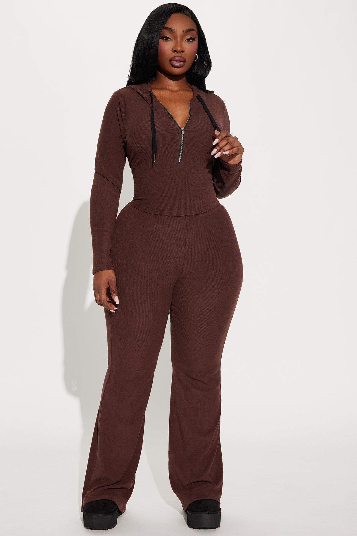 On To Go Hoodie Brown Tracksuit | Womens tracksuit brown hoodie flare tracksuit set womens trendy tracksuits for women casual outfit