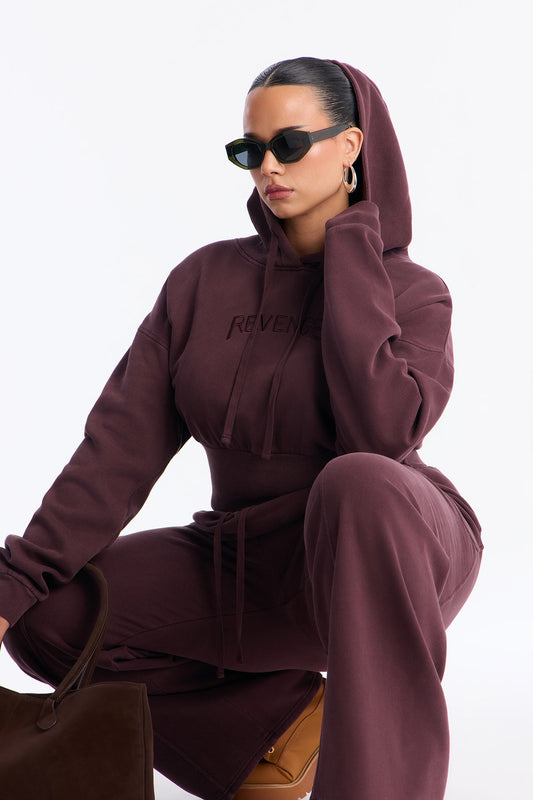 Revenge Fleece Wide Leg Plum Tracksuit | Womens tracksuit plum fleece wide leg tracksuit set womens trendy tracksuits for women