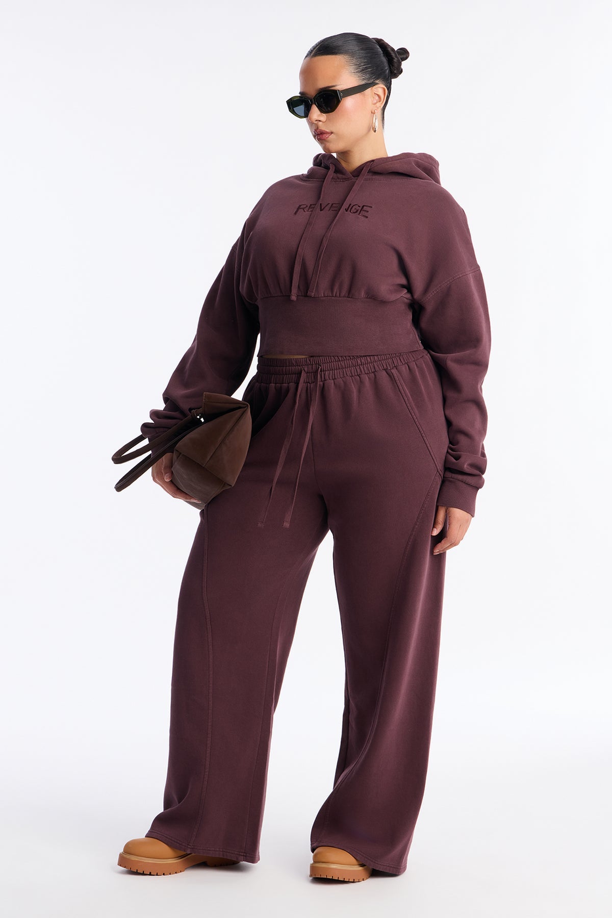 Revenge Fleece Wide Leg Plum Tracksuit | Womens tracksuit plum fleece wide leg tracksuit set womens trendy tracksuits for women