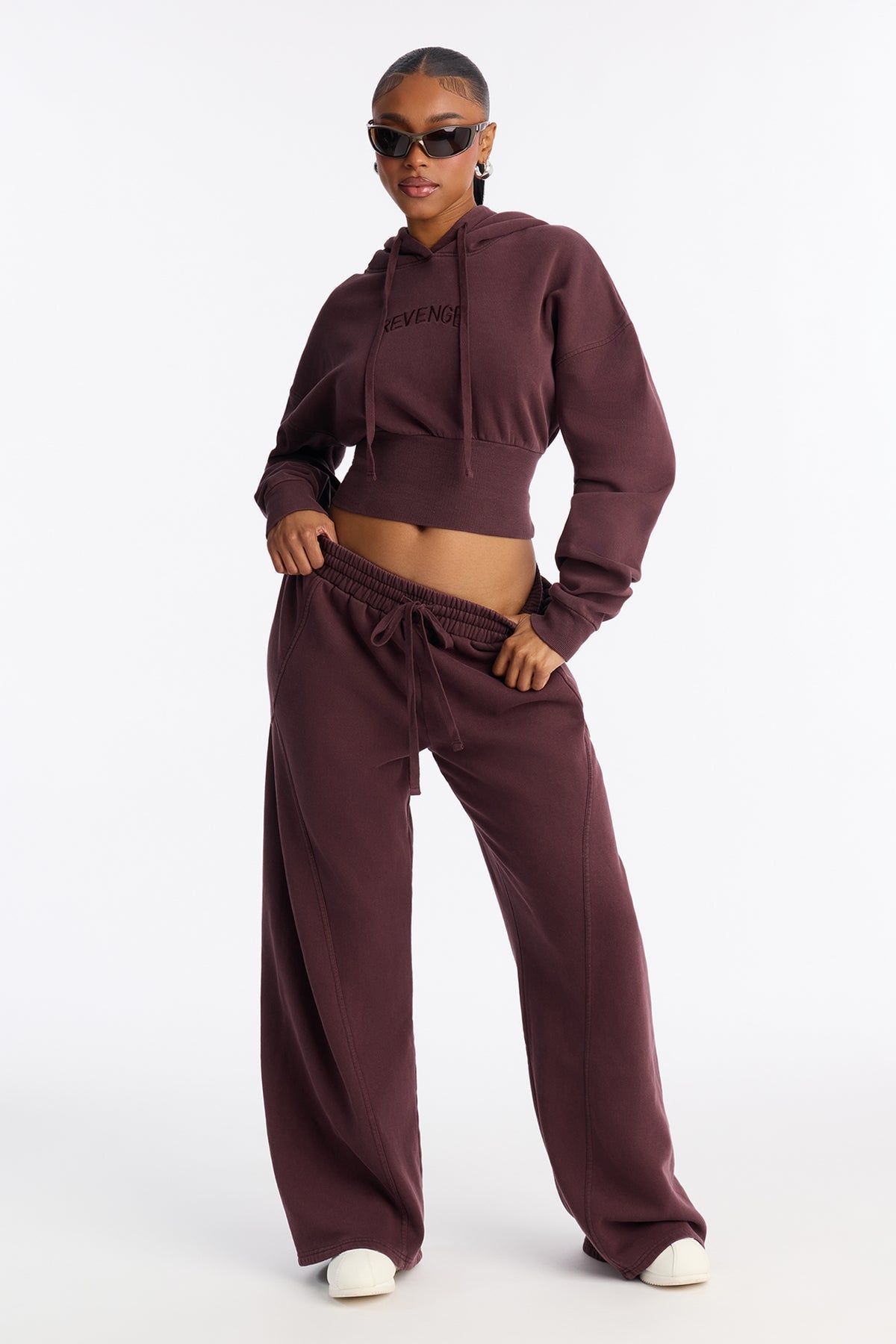 Revenge Fleece Wide Leg Plum Tracksuit | Womens tracksuit plum fleece wide leg tracksuit set womens trendy tracksuits for women