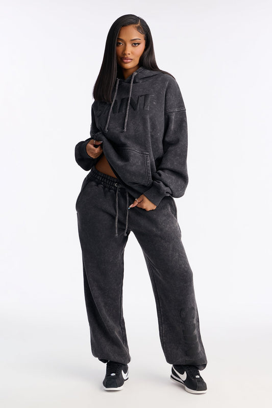 Saint Washed Fleece Hoodie Jogger Charcoal Tracksuit | Womens tracksuit charcoal fleece hoodie jogger tracksuit set womens comfy tracksuits for women