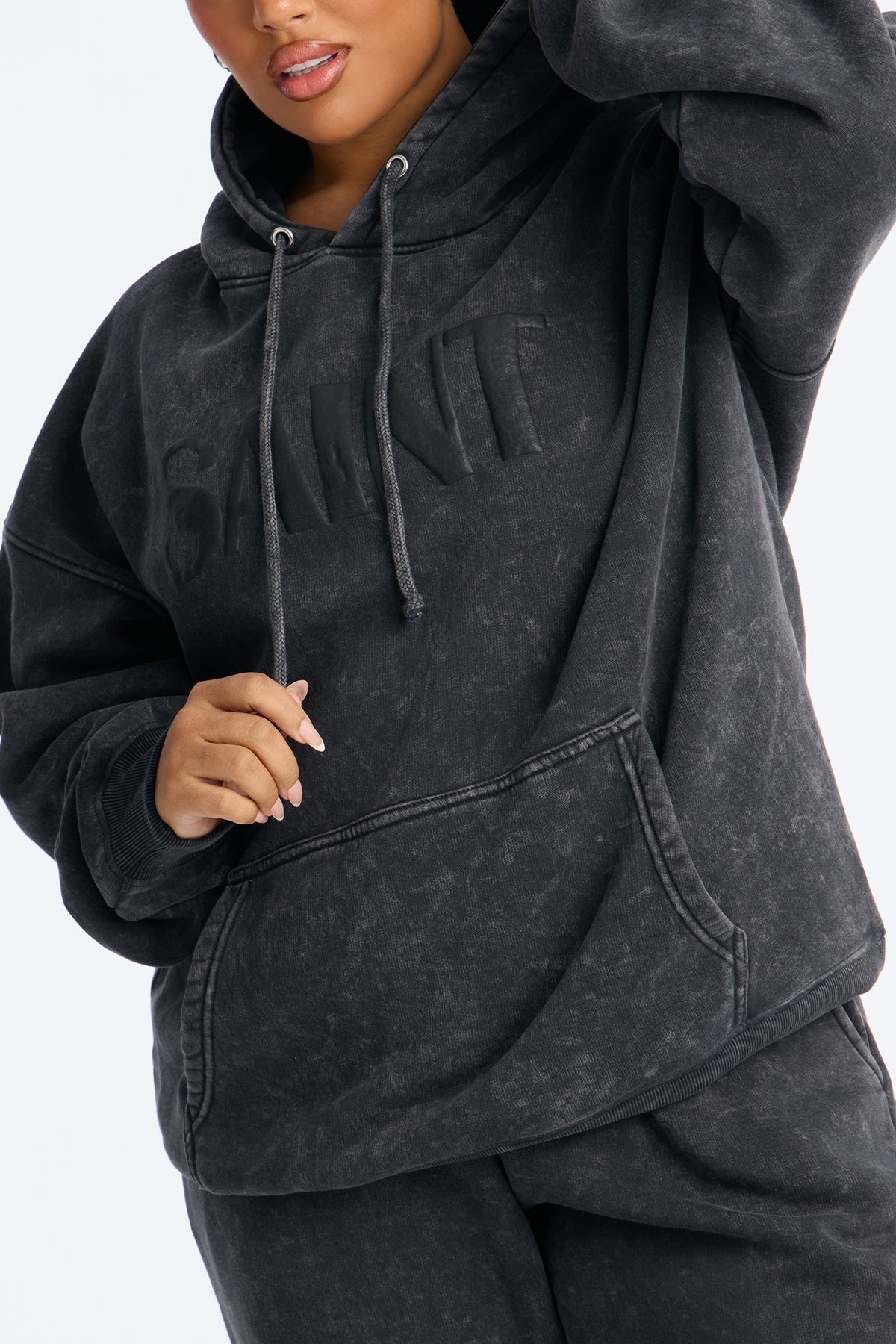 Saint Washed Fleece Hoodie Jogger Charcoal Tracksuit | Womens tracksuit charcoal fleece hoodie jogger tracksuit set womens comfy tracksuits for women