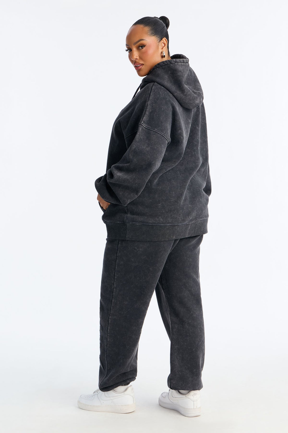 Saint Washed Fleece Hoodie Jogger Charcoal Tracksuit | Womens tracksuit charcoal fleece hoodie jogger tracksuit set womens comfy tracksuits for women