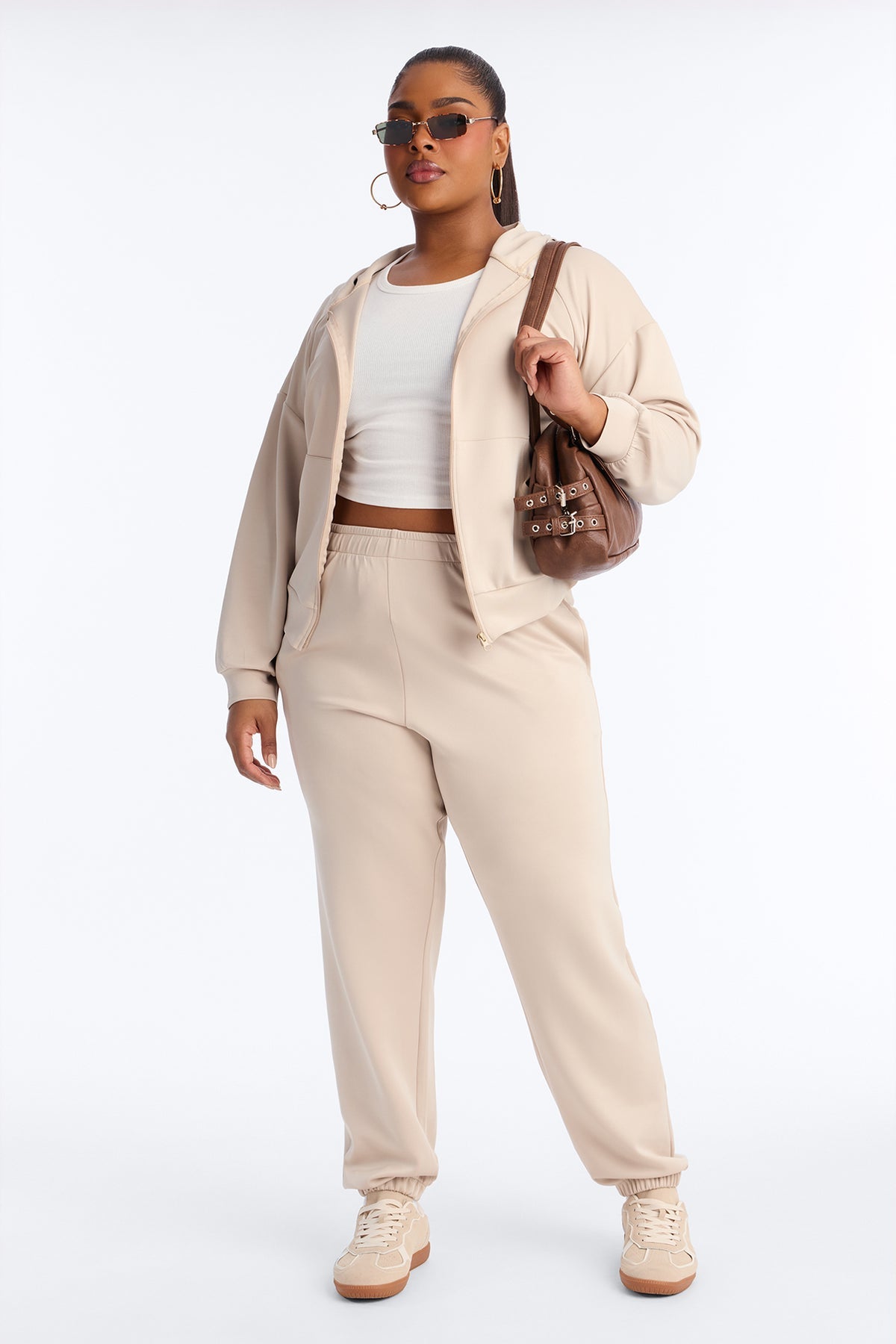 Sophia Scuba Zip Up Stone Tracksuit | Womens tracksuit stone scuba tracksuit set womens modern tracksuits for women