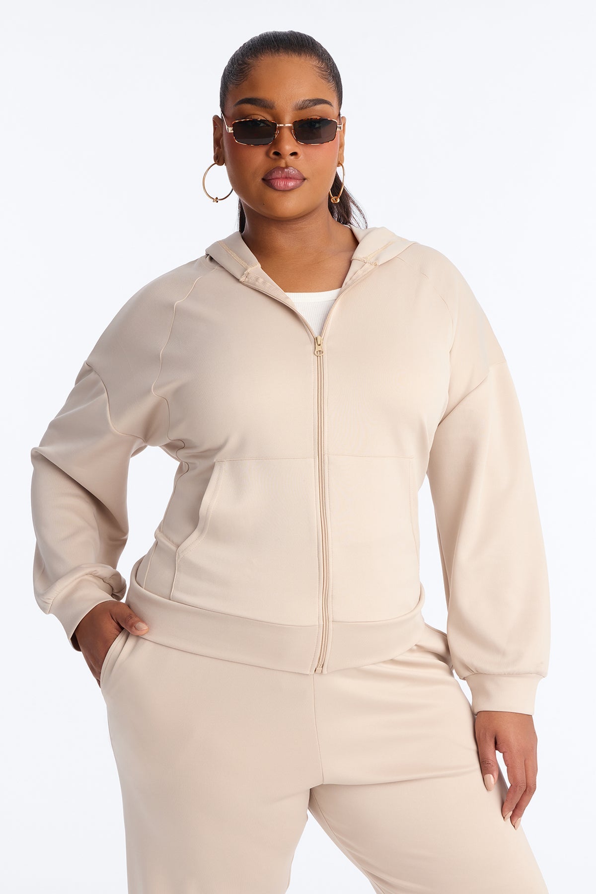 Sophia Scuba Zip Up Stone Tracksuit | Womens tracksuit stone scuba tracksuit set womens modern tracksuits for women