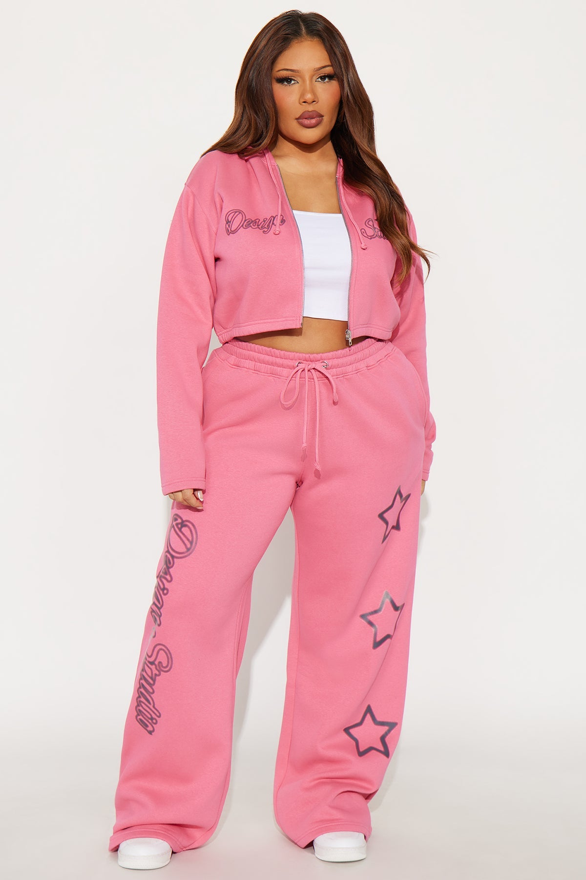 Star Design Studio Fleece Pink Tracksuit | Womens tracksuit pink fleece tracksuit set womens stylish tracksuits for women