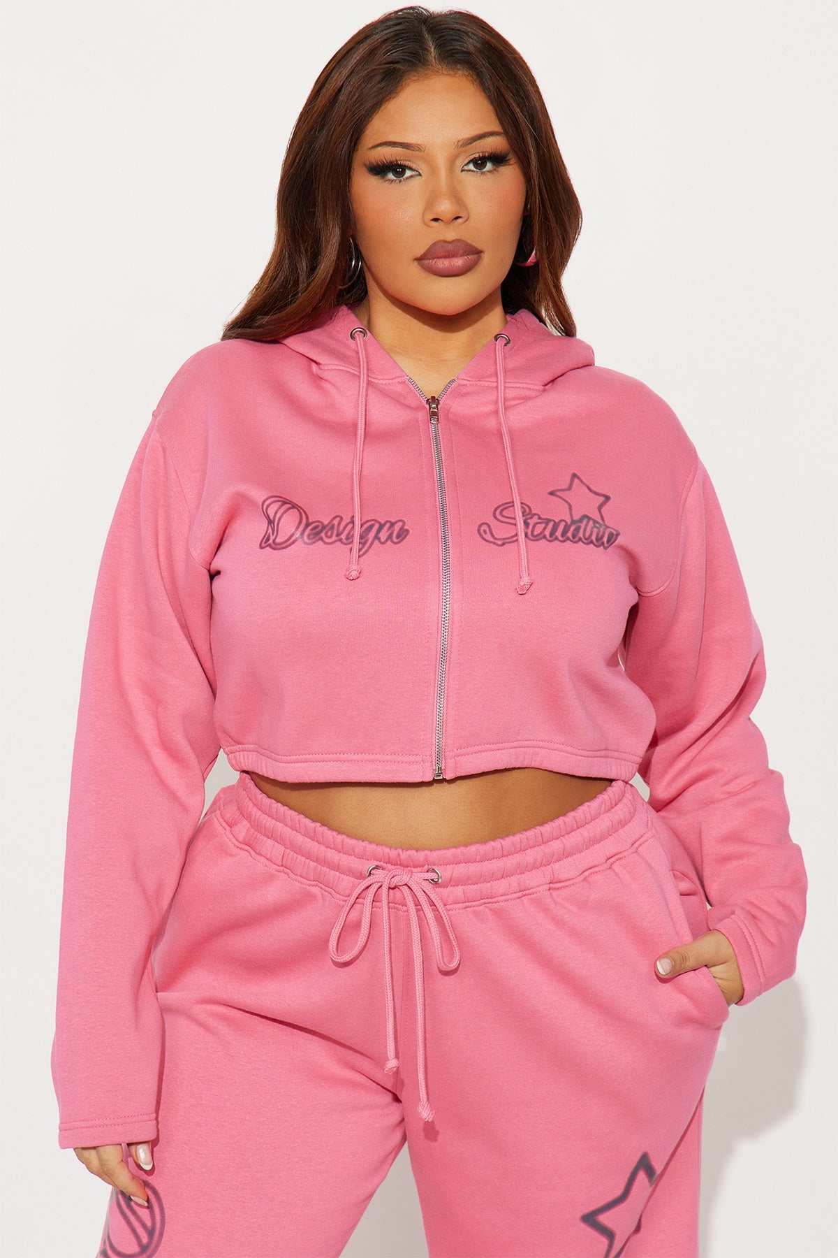 Star Design Studio Fleece Pink Tracksuit | Womens tracksuit pink fleece tracksuit set womens stylish tracksuits for women
