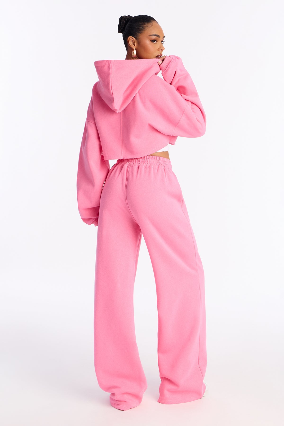 Tall On The Go Fleece Pink Tracksuit | Womens tracksuit pink tall fleece tracksuit set womens long fit tracksuits for women