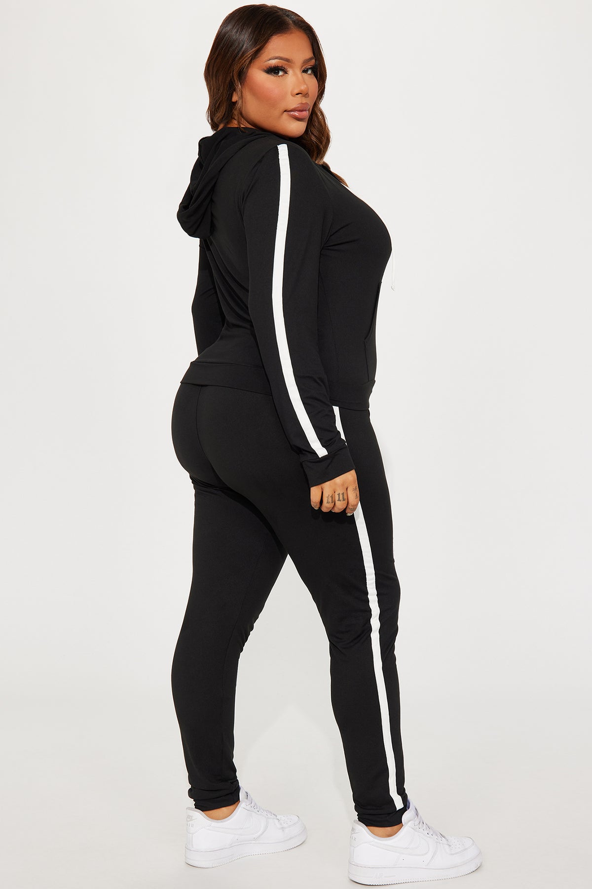 Tennis Courts III Zip Black Tracksuit | Womens tracksuit black zip athletic tracksuit set womens sporty tracksuits for women