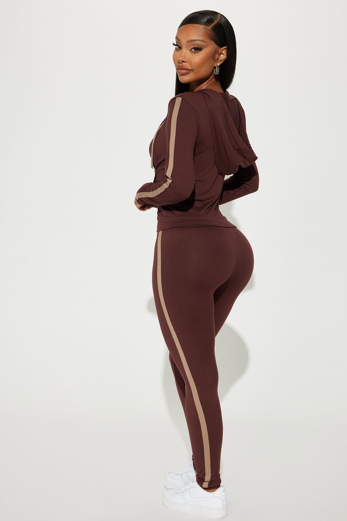 Tennis Courts III Zip Chocolate Tracksuit | Womens tracksuit chocolate zip athletic tracksuit set womens sporty tracksuits for women gym wear