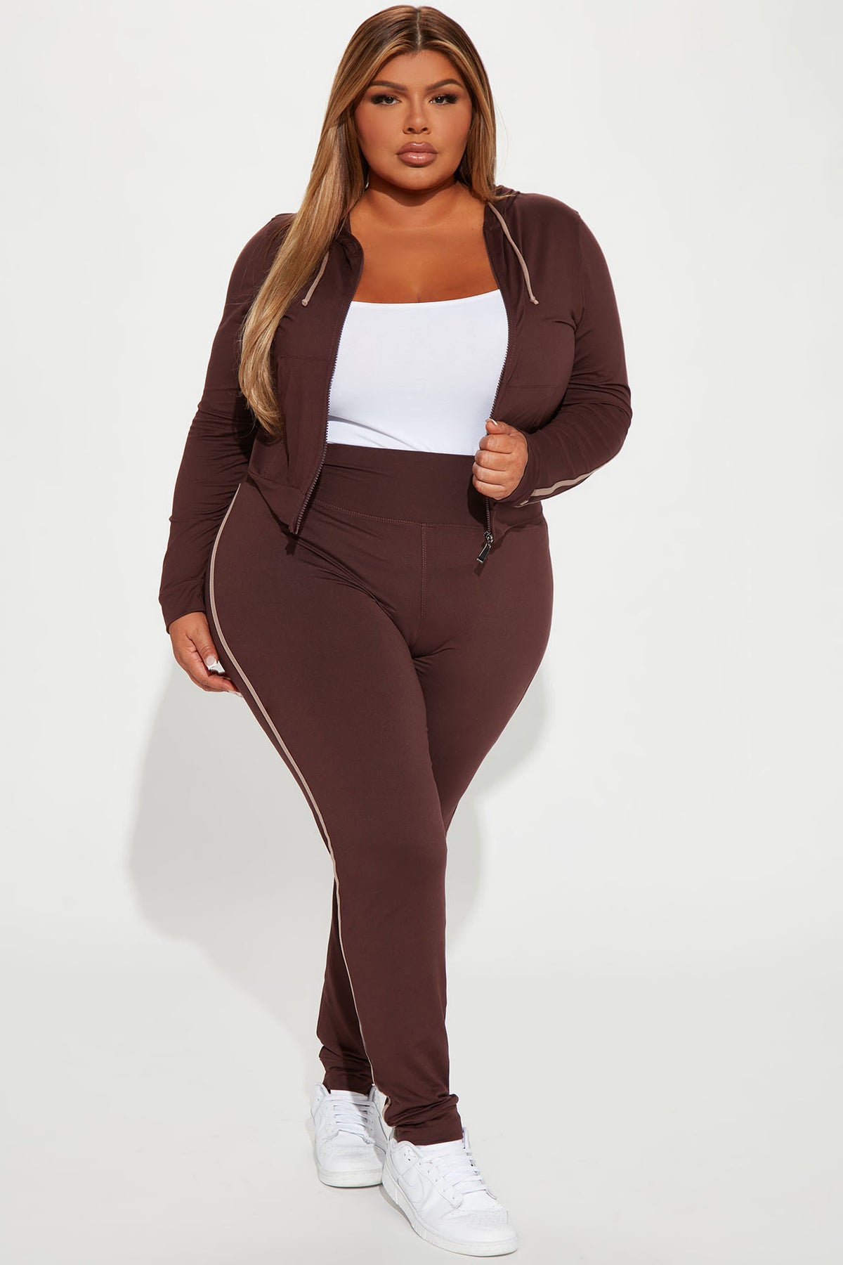 Tennis Courts III Zip Chocolate Tracksuit | Womens tracksuit chocolate zip athletic tracksuit set womens sporty tracksuits for women gym wear