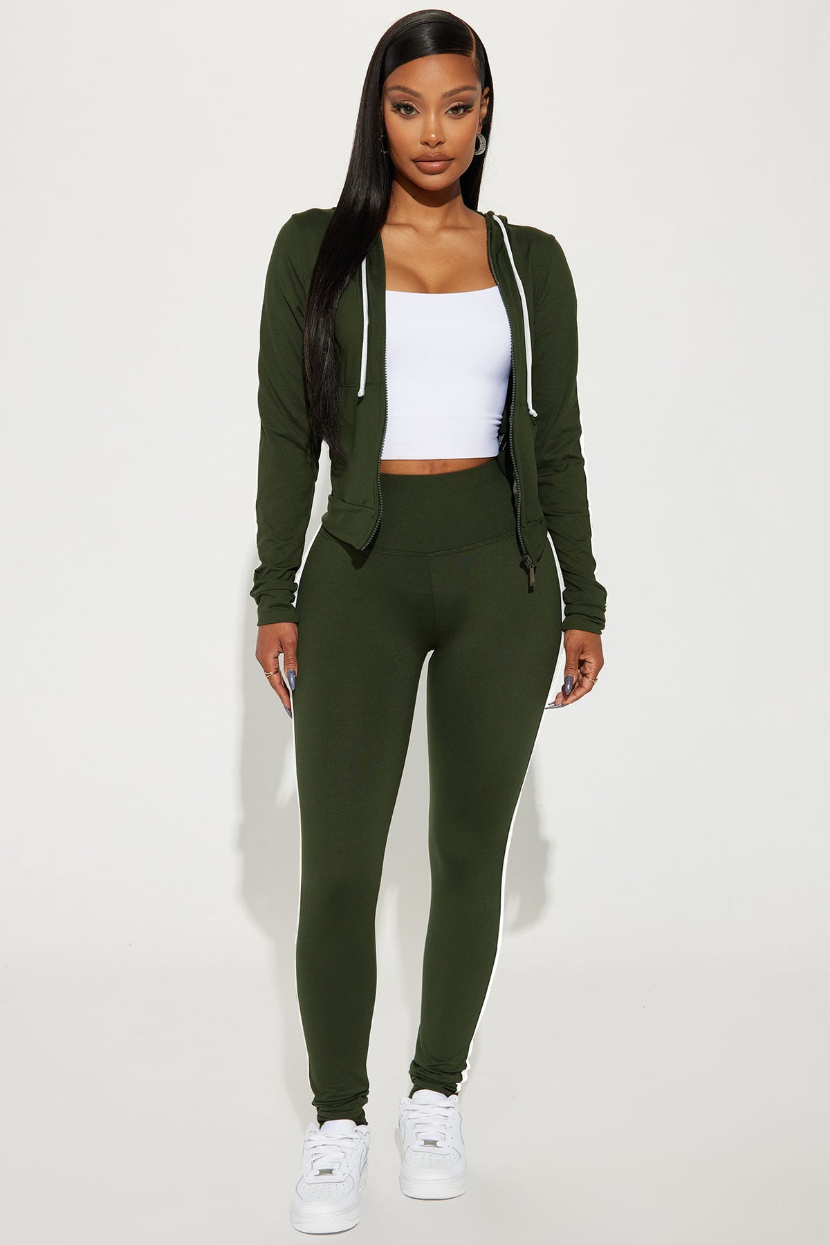 Tennis Courts III Zip Olive Tracksuit | Womens tracksuit olive zip athletic tracksuit set womens sporty tracksuits for women gym wear