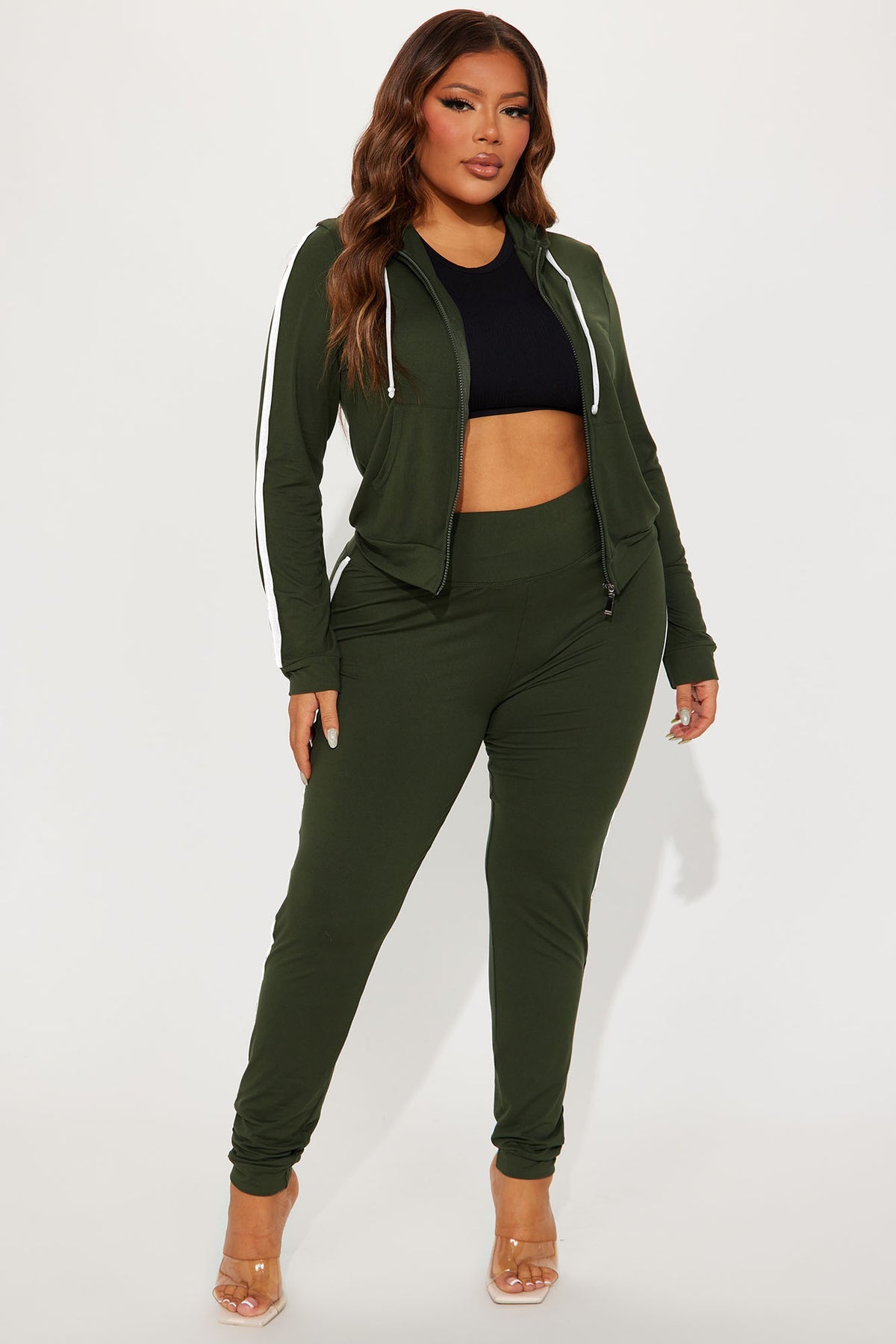 Tennis Courts III Zip Olive Tracksuit | Womens tracksuit olive zip athletic tracksuit set womens sporty tracksuits for women gym wear