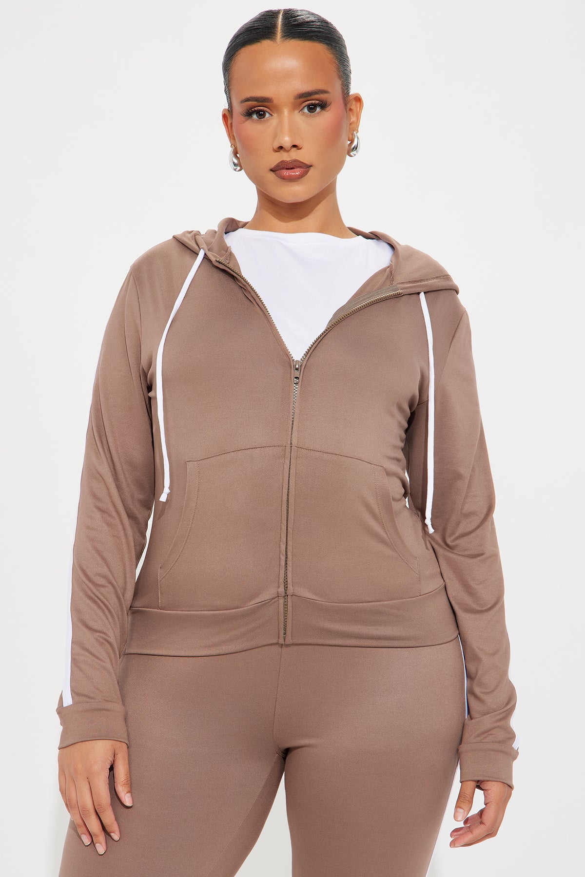 Tennis Courts III Zip Taupe Tracksuit | Womens tracksuit taupe zip athletic tracksuit set womens sporty tracksuits for women