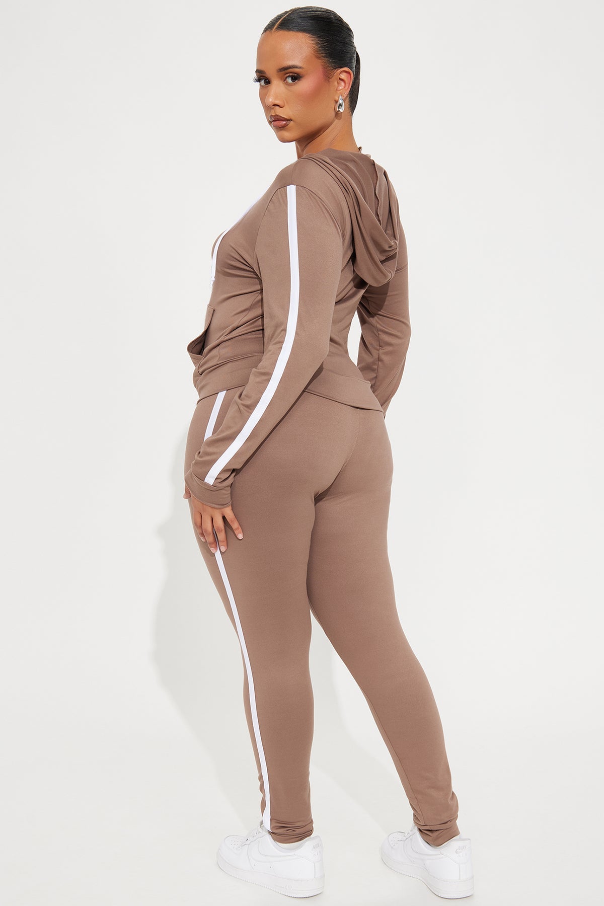 Tennis Courts III Zip Taupe Tracksuit | Womens tracksuit taupe zip athletic tracksuit set womens sporty tracksuits for women
