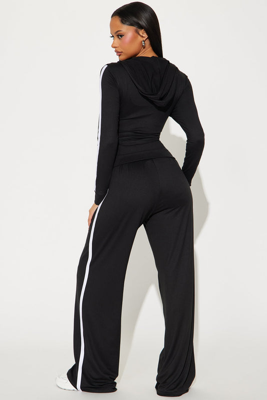 Tennis Courts Wide Leg Black Tracksuit | Womens tracksuit black wide leg tracksuit set womens athletic tracksuits for women gym wear stylish outfit