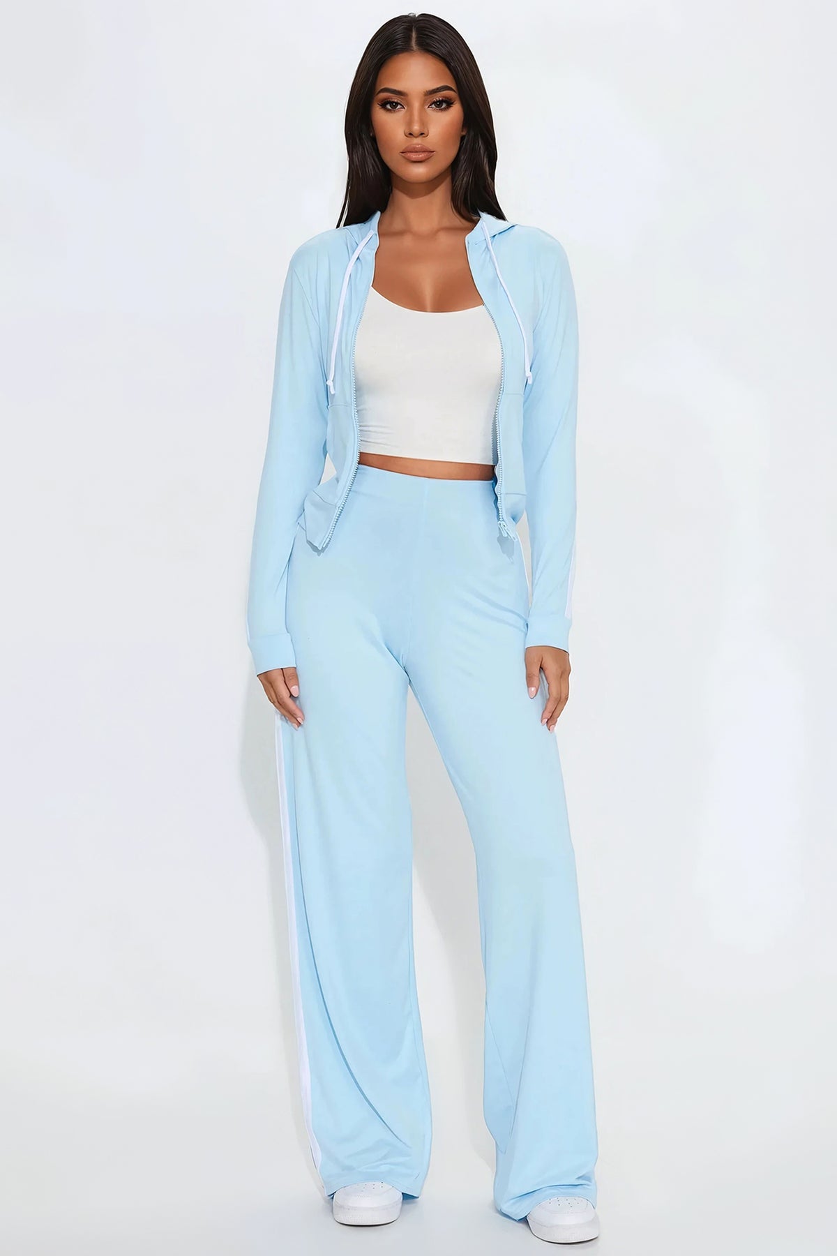Tennis Courts Wide Leg Blue Tracksuit | Womens tracksuit blue wide leg tracksuit set womens athletic tracksuits for women gym wear
