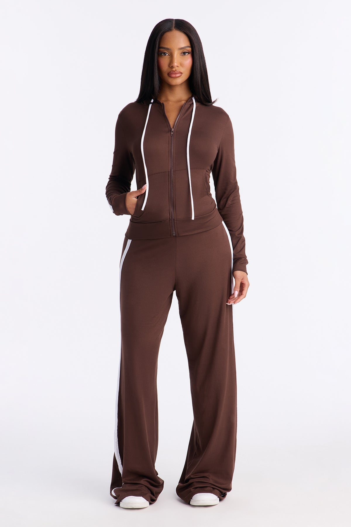 Tennis Courts Wide Leg Chocolate Tracksuit | Womens tracksuit chocolate wide leg tracksuit set womens athletic tracksuits for women
